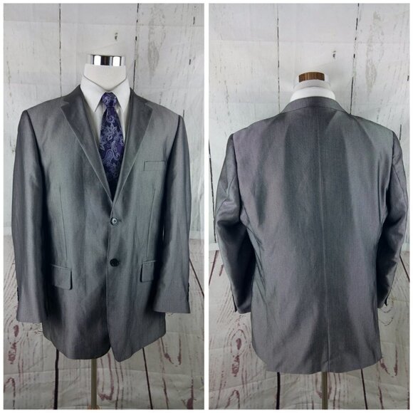 Carlo Lusso 150 44R 2 Button Gray Birdseye 2pc Suit 38x28 Flat Front - Picture 7 of 15